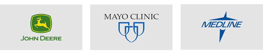 John Deere, Mayo Clinic, and Medline logos