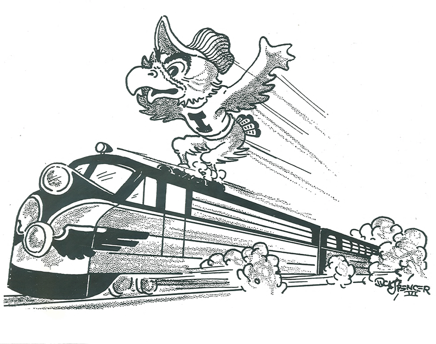 Dick Spencer cartoon sketch of herky 1940s